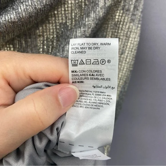 NWT White House Black Market Gray Gold Metallic Drape Neck Shine Dress Size 6 - Picture 8 of 10